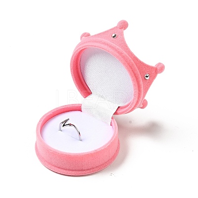 Flocking Plastic Crown Finger Ring Boxes LS-CON-B008-01D-1