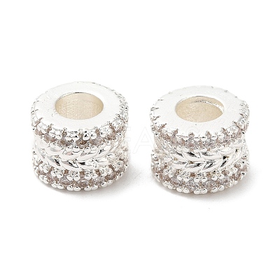 Rack Plating Brass Cubic Zirconia European Beads KK-R147-03S-1