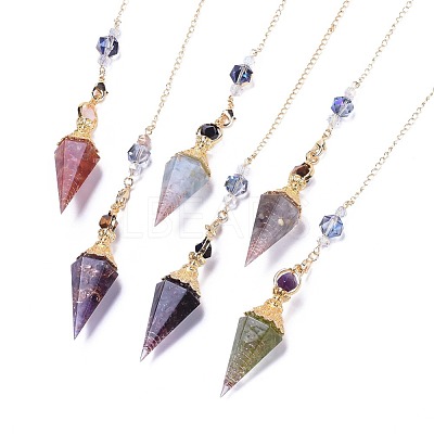 Resin Hexagonal Pointed Dowsing Pendulums(Brass Finding and Gemstone Inside) G-L521-A-1
