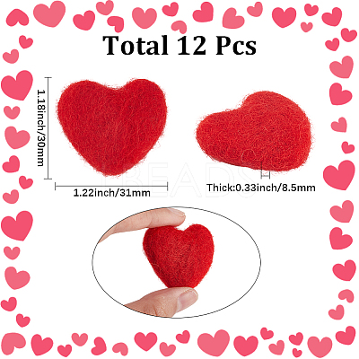 12Pcs Heart Wool Needle Felting Decoration DIY-SC0030-14B-1