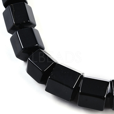 Natural Dyed & Heated Black Agate Hexagon Prism Graduated Beaded Necklaces for Women Men NJEW-K388-03J-1