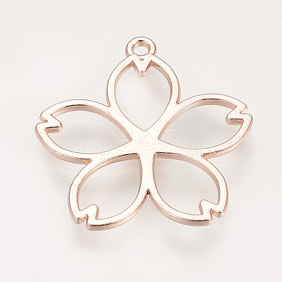 Rack Plating Alloy Open Back Bezel Pendants PALLOY-R099-31RG-FF-1