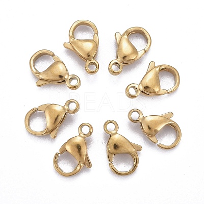 Ion Plating(IP) 304 Stainless Steel Lobster Claw Clasps X-STAS-H353-C-02G-1
