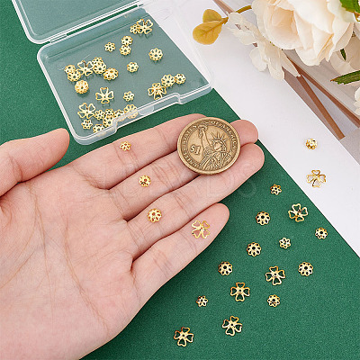 48Pcs 4 Styles 925 Sterling Silver Bead Caps STER-PH0003-97-1