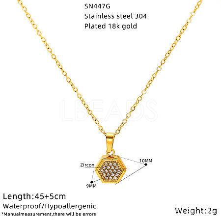 304 Stainless Steel Crystal Rhinestone Pendant Necklaces for Women WG594E0-03-1