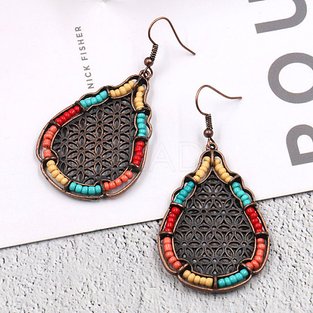 Bohemian Style Alloy Dangle Earrings EJEW-F238-25-1