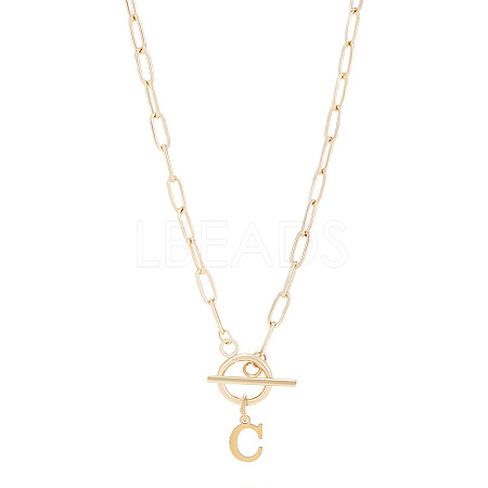 304 Stainless Steel Letter Pendant Necklaces NJEW-LP0001-52C-G-1