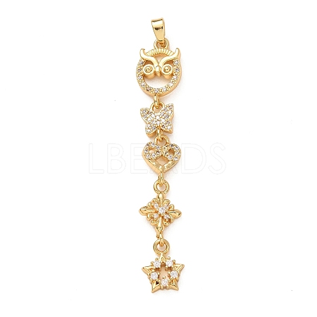 Tassel Brass Micro Pave Clear Cubic Zirconia Big Pendants KK-L271-01G-03-1