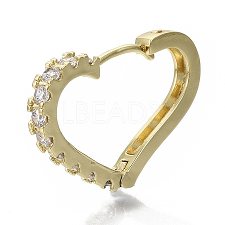 Brass Micro Pave Clear Cubic Zirconia Huggie Hoop Earrings EJEW-S201-215G-NF-1