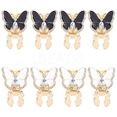 8Pcs 2 Colors Alloy Rhinestone Cufflinks BUTT-WR0001-41-1