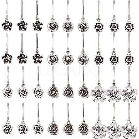 36Pcs 6 Style Alloy Flower Keychain HJEW-BC0001-23-1