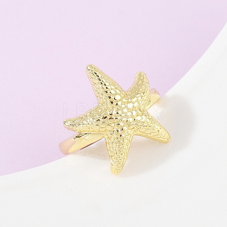Ocean Theme Brass Cuff Rings RJEW-C135-01G-01-1