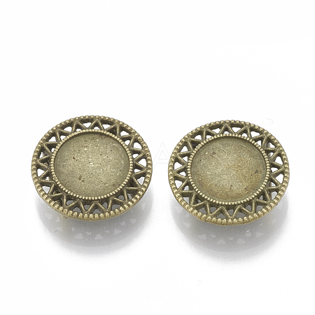 Tibetan Style Alloy Slide Charms Cabochon Settings X-TIBE-Q086-038AB-FF-1