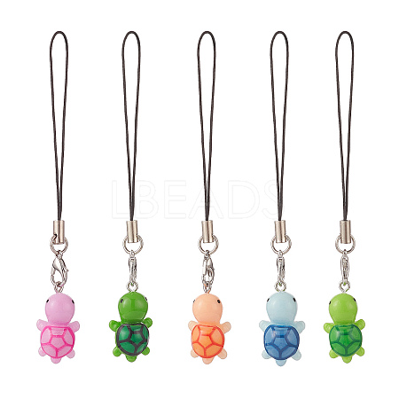 Resin Tortoise Pendant Mobile Straps HJEW-JM00876-1