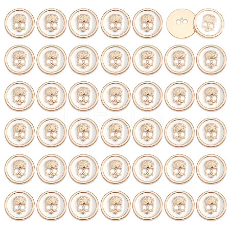 40Pcs 2-Hole Alloy Enamel Flat Round Buttons BUTT-CA0001-36LG-1