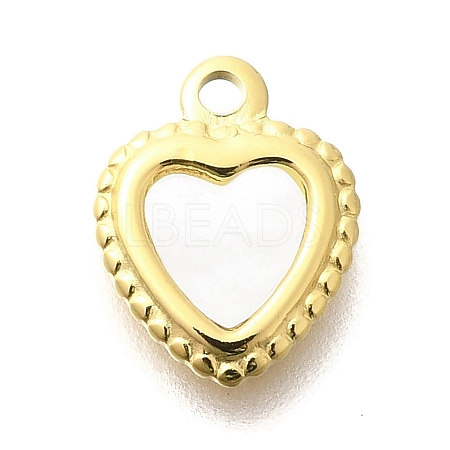 Ion Plating(IP) 304 Stainless Steel Pave Shell Heart Charms STAS-K263-72G-1