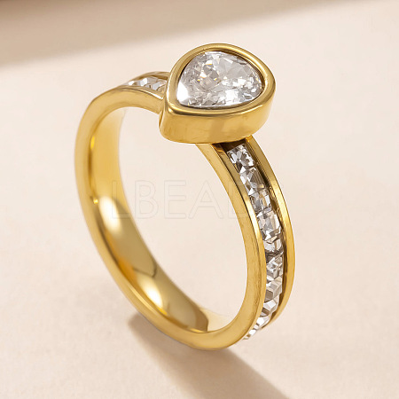 304 Stainless Steel & Crystal Rhinestone Finger Rings WGDB806-01-1