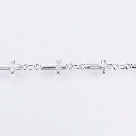 Handmade 304 Stainless Steel Bar Link Chains STAS-G038-21P-1