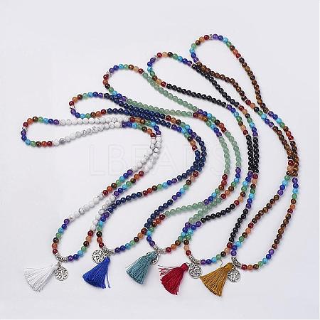 Natural Gemstone Beads Necklaces NJEW-F147-B-1