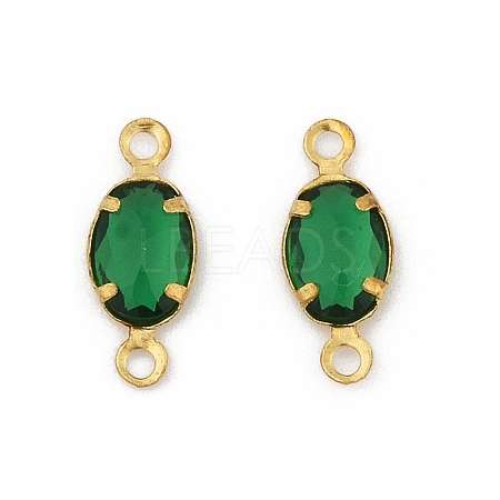 Brass K9 Glass Connector Charms KK-K295-01G-05-1