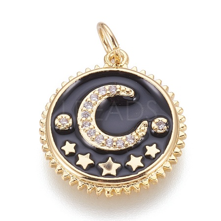Brass Micro Pave Cubic Zirconia Pendants KK-O113-04G-A-1