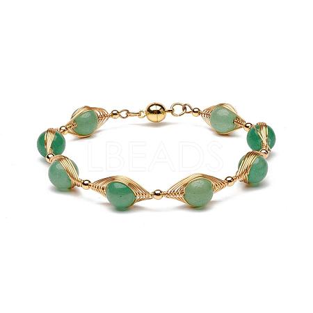 Natural Green Aventurine Beaded Bracelets for Men Women BJEW-TA00012-02-1