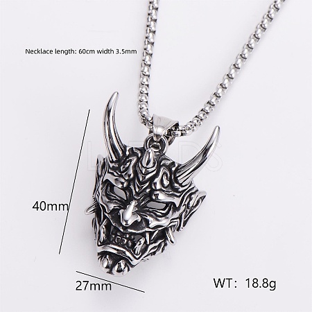 Gothic 316 Surgical Stainless Steel Pendant Box Chain Necklaces for Men ZF3615-2-1