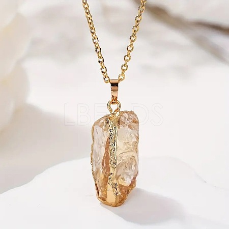Electroplated Natural Topaz Jade Raw Rough Pendant Necklaces FS-WG6CEC7-01-1