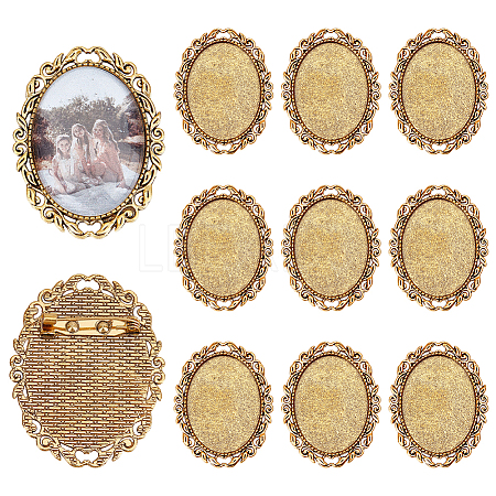 10Pcs Vintage Tibetan Alloy Brooch Cabochon Bezel Settings FIND-PH0025-54-1