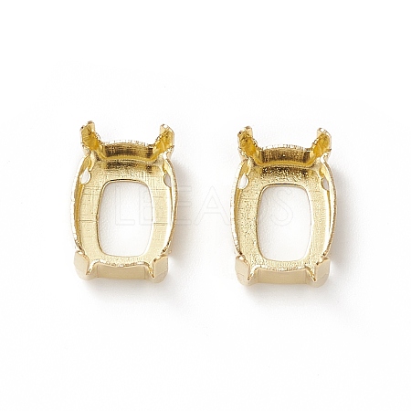 Rectangle Brass Sew on Prong Settings KK-N0084-A05-8x10G-1