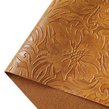 Embossed Flower Pattern Imitation Leather Fabric PW-WG18445-09-1