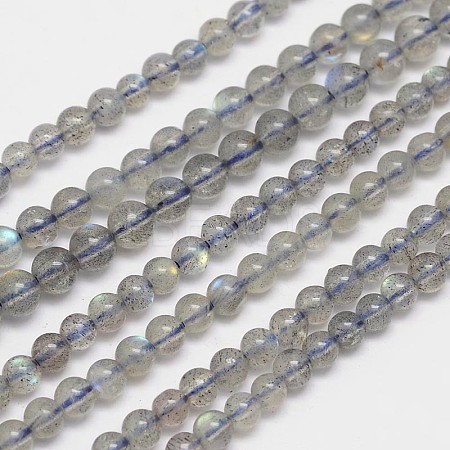 Natural Labradorite Round Bead Strands G-M263-A-03-1