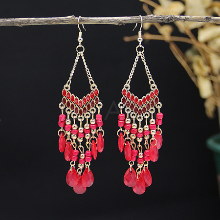 Alloy Enamel Chandelier Earrings FS-WG9EBC6-06-1