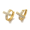 Cross Brass Stud Earrings EJEW-R162-02G-2