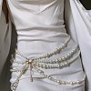 Alloy & Round Plastic Imitation Pearl Multi Layered Tassel Waist Chains for Beach Party WGD927B-01-2