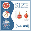 12Pcs Brass & Glass Imitation Cat Eye Round Charms PALLOY-TAC0237-05-4
