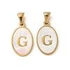 Natural Shell Oval with Initial Pendants STAS-I351-23G-G-1