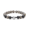 Natural Black Stone & Picasso Jasper & Labradorite & Synthetic Turquois & Non-Magnetic Synthetic Hematite Beaded Stretch Bracelets Sets for Women BJEW-JB09279-5