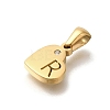 304 Stainless Steel Heart Pendants with Rhinestone STAS-Z103-01G-18-2