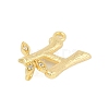 Brass Crystal Rhinestone Letter Links Connector Charms KK-S395-06G-H-2