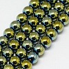 Electroplate Non-magnetic Synthetic Hematite Beads Strands G-J169A-4mm-06-1