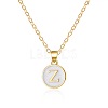 Alloy White Enamel Flat Round with Letter Pendant Necklaces FS-WG63565-26-1