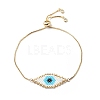 Japanese Seed Braided Rhombus with Evil Eye Link Slider Bracelet BJEW-MZ00001-02-1