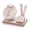 Wooden Clovered with PU Leather Jewelry Displays ODIS-F005-02D-1