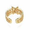 Real 18K Gold Plated Brass Initial X Cuff Ring RJEW-S045-128-NF-3