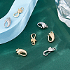 12Pcs 4 Styles Rack Plating Brass Hook Clasps KK-FH0005-43-3