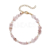 Natural Rose Quartz Chip Beaded Bracelets for Women BJEW-JB11742-11-2