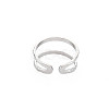 304 Stainless Steel Double Line Open Cuff Ring for Women X-RJEW-S405-200P-2
