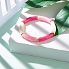 Curved Tube Opaque Acrylic Beads Stretch Bracelet for Teen Girl Women BJEW-JB06940-05-2