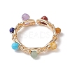 Round Natural Mixed Gemstone Bead Finger Ring RJEW-JR00723-4